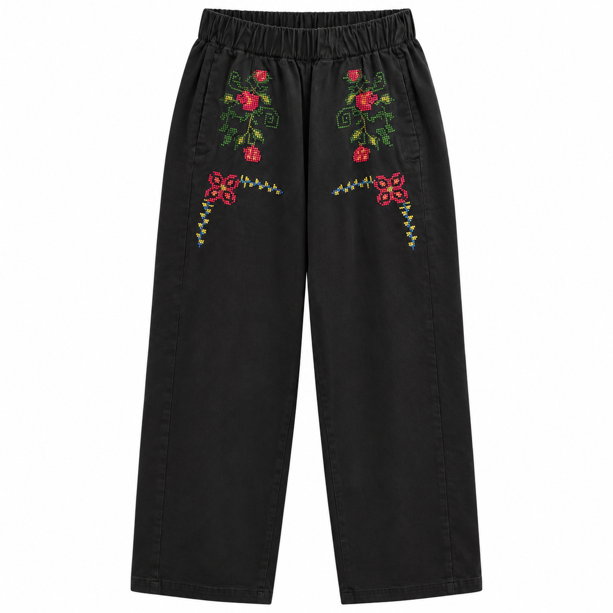 Pantalon broderie noir
