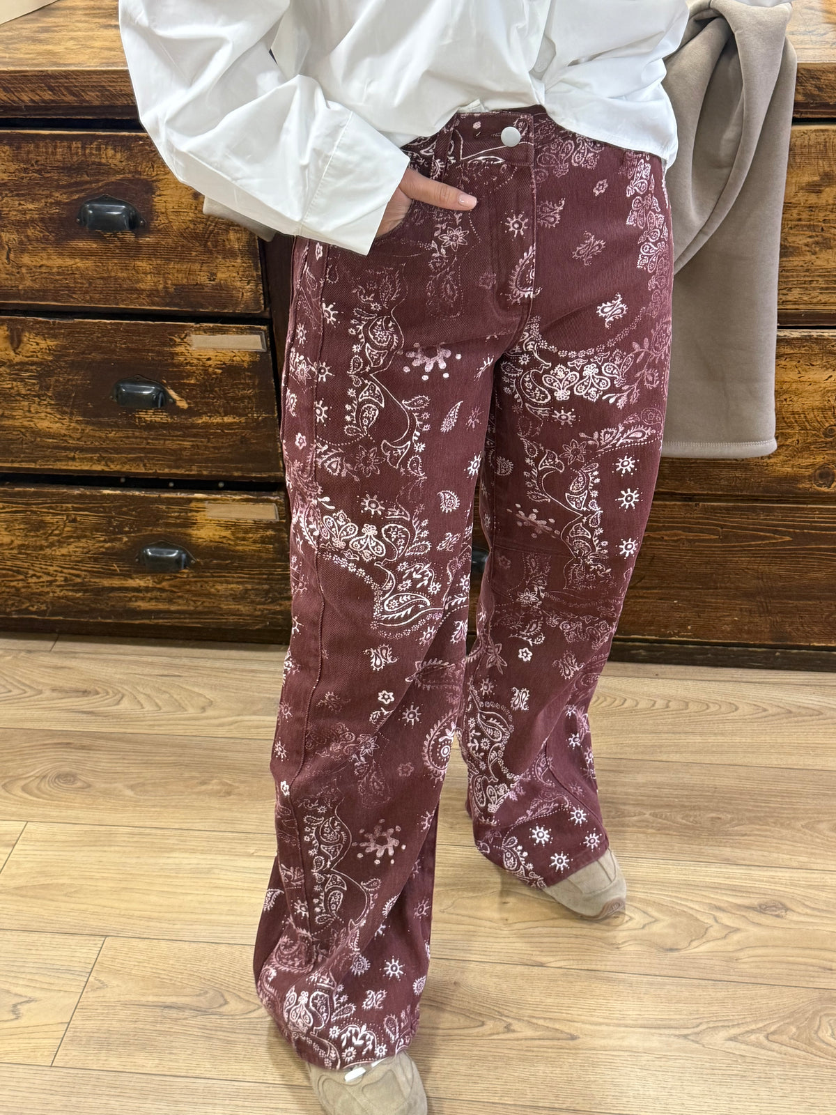 Pantalon bandana bordeaux