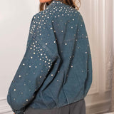 Veste perle en jean bleu