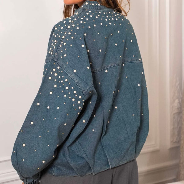 Veste perle en jean bleu