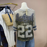 T-shirt Baseball Strass N.9