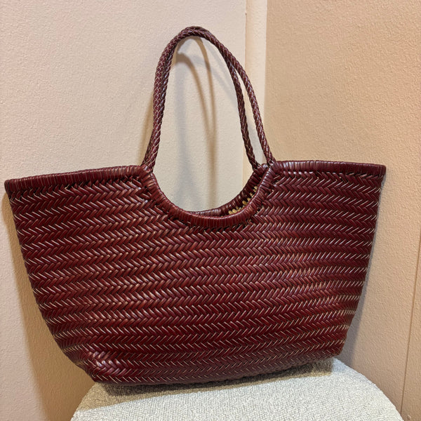 Grand sac en cuir bordeaux