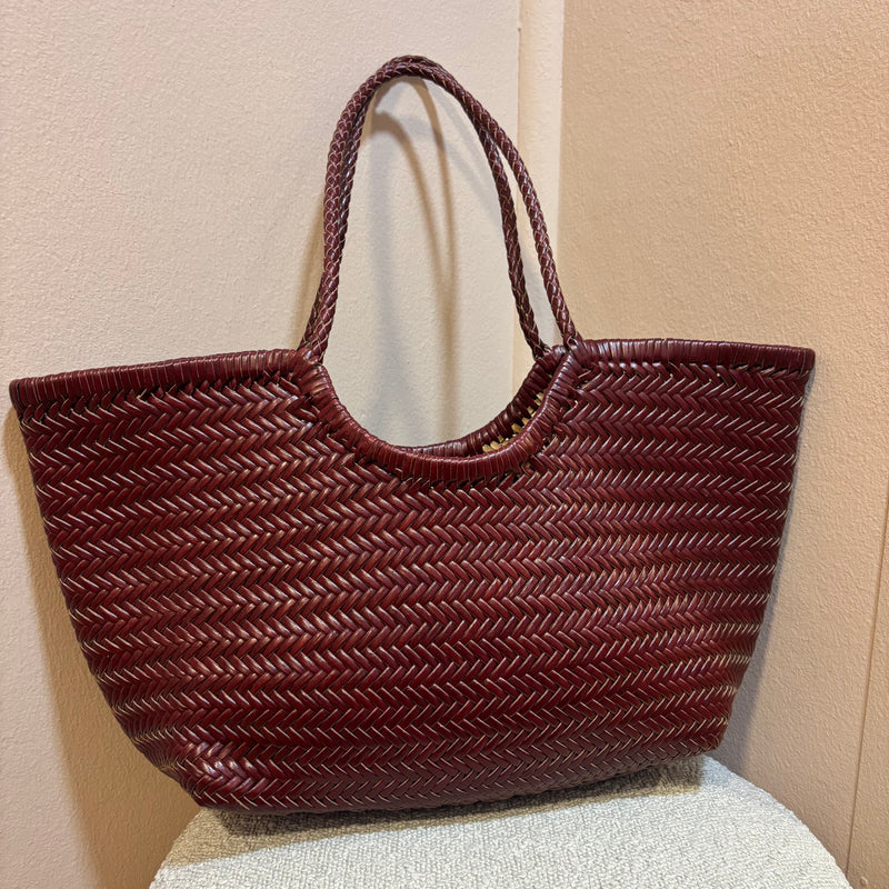 Grand sac en cuir bordeaux