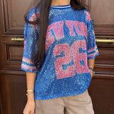 T-shirt Baseball strass