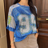 T-shirt Baseball strass