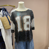 T-shirt Baseball Strass N.8