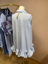 Robe volants rayure blanc