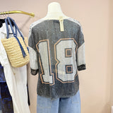 T-shirt Baseball Strass N.8
