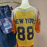 T-shirt Baseball strass