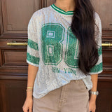 T-shirt Baseball strass