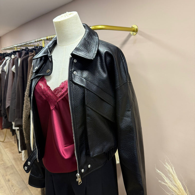 Gilet similicuir noir