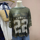 T-shirt Baseball Strass N.10