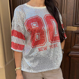 T-shirt Baseball strass