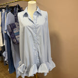 Robe volants rayure blanc