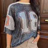 T-shirt Baseball strass
