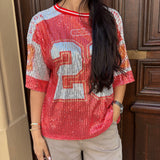 T-shirt Baseball strass