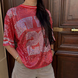 T-shirt Baseball strass