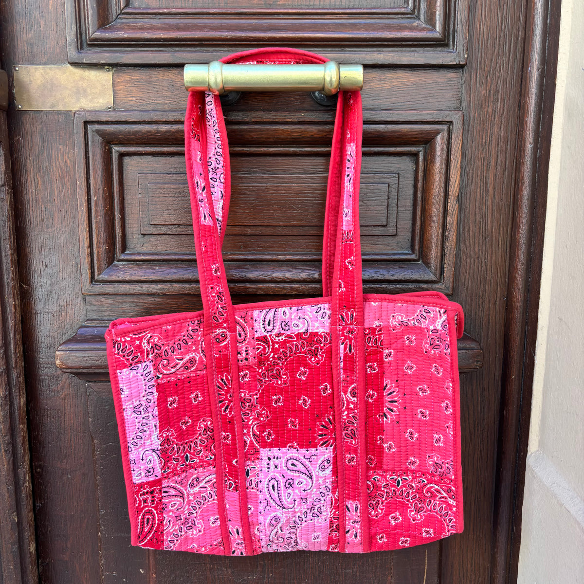 Sac cabas bandana rouge