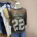 T-shirt Baseball Strass N.7