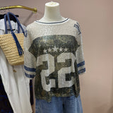 T-shirt Baseball Strass N.9