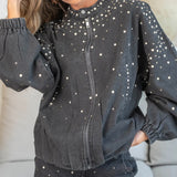 Veste perle en jean gris